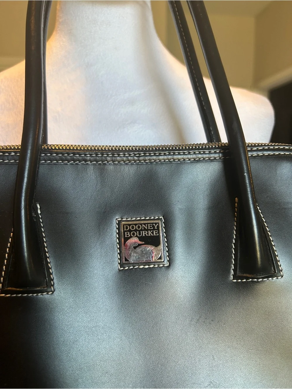 Dooney & Bourke Black Parasole Dome Satchel Bag Silver Hardware Waterproof Rare